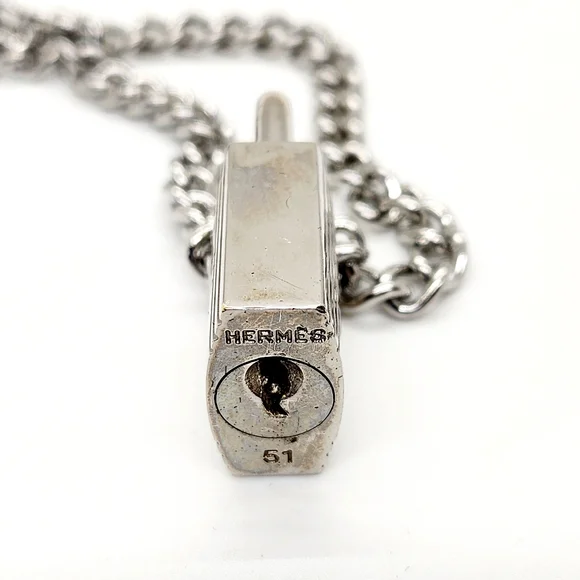 Hermes Cadena Silver Lock #51 On Chain - Picture 3 of 7
